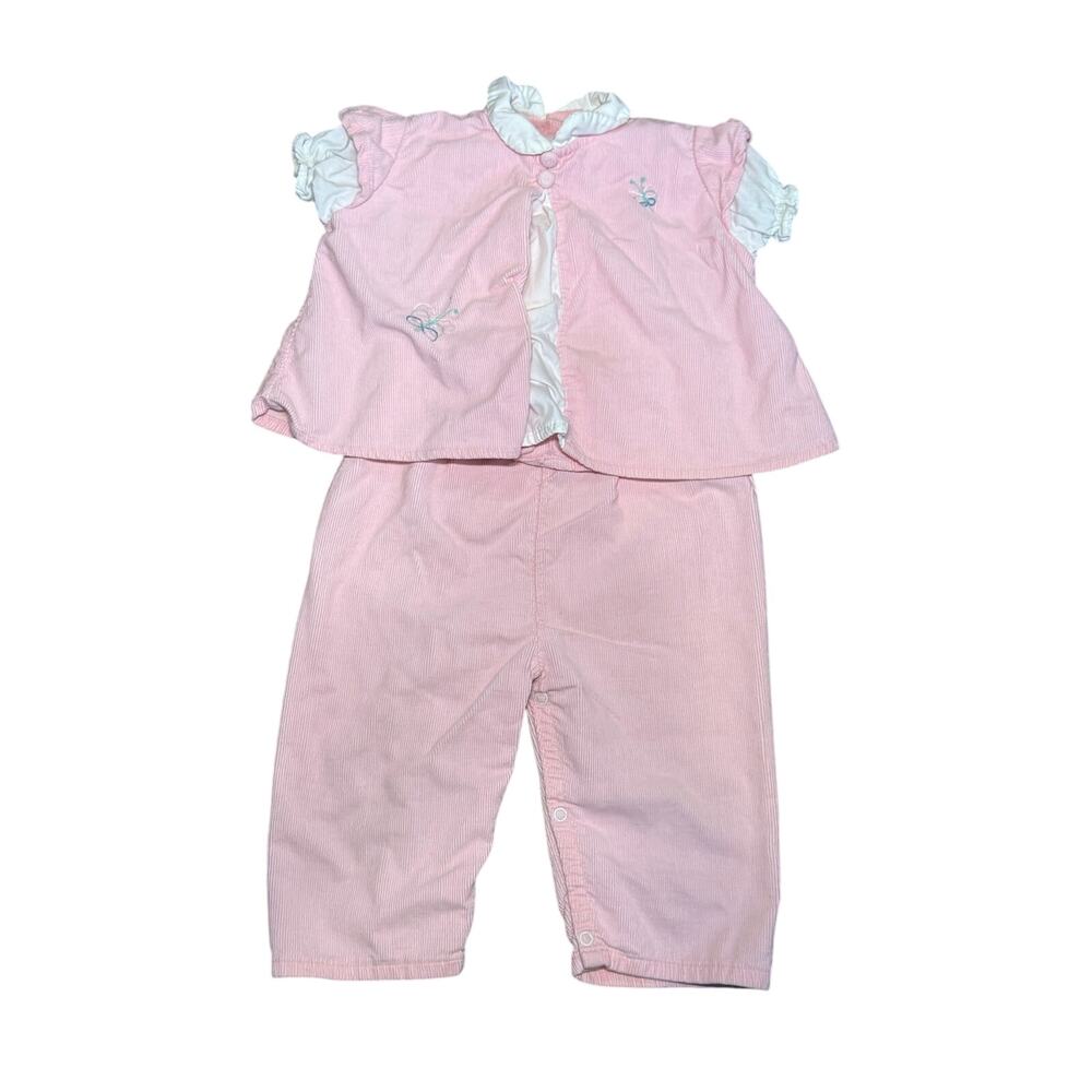 Vintage Wonderalls Corduroy Overall Outfit Set Toddler Girls XL 25-28 lbs Pink
